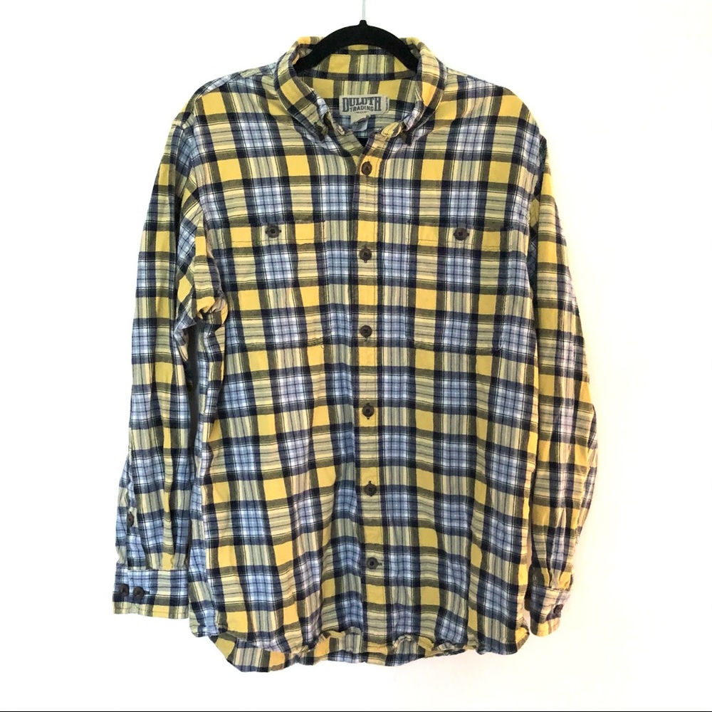 Duluth Long sleeve flannel yellow blue men’s large